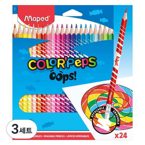 마패드 컬러펩스 웁스 지워지는 색연필, 3세트, 24색