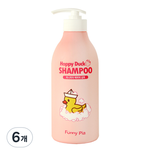 퍼니피아 유아용 해피덕 샴푸 스트로베리향, 500ml, 6개