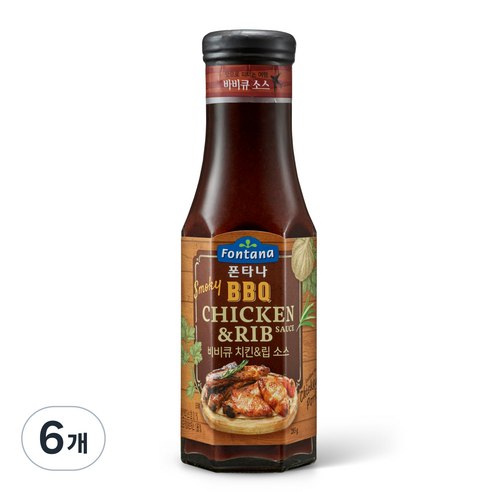 폰타나 스모키 비비큐 치킨 앤 립 소스, 285g, 6개