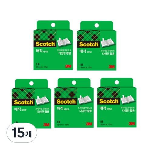 스카치 매직 셀로판 테이프 리필 18mm x 15m, 15개