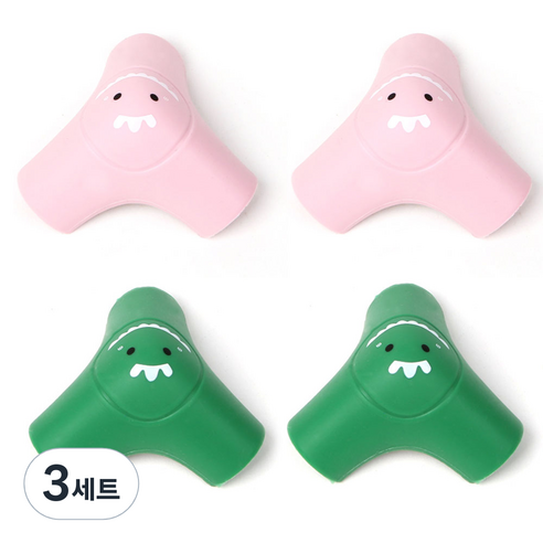 엘로시오 공룡 코너보호대 그린 2p + 핑크 2p, 3세트, 그린 + 핑크