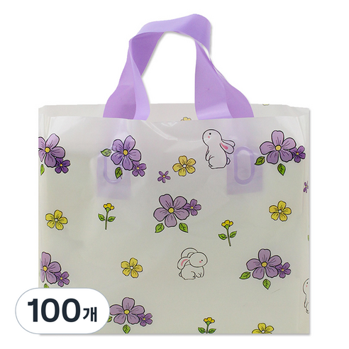 아이엔피 LDPE 손잡이 비닐백 소 30 x 20 cm, 04 퍼플플라워, 100개