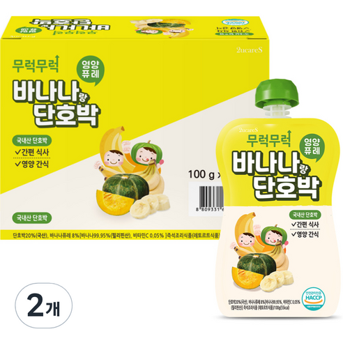 이유케어스 유아용 무럭무럭 과일퓨레 7p, 혼합맛(바나나/단호박), 700g, 2개