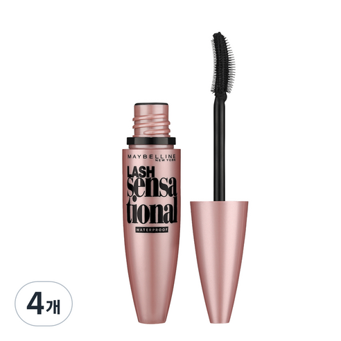메이블린 뉴욕 래쉬 센세이셔널 워터프루프 마스카라 10ml, 4개