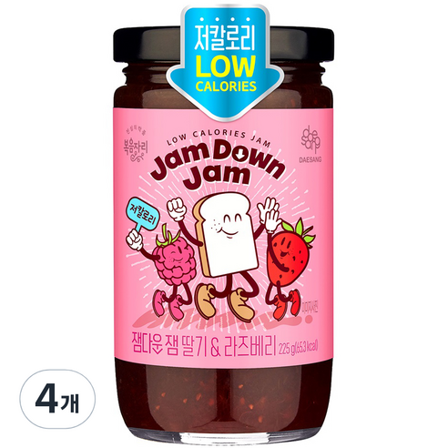 복음자리 잼다운 잼 딸기 & 라즈베리, 4개, 225g