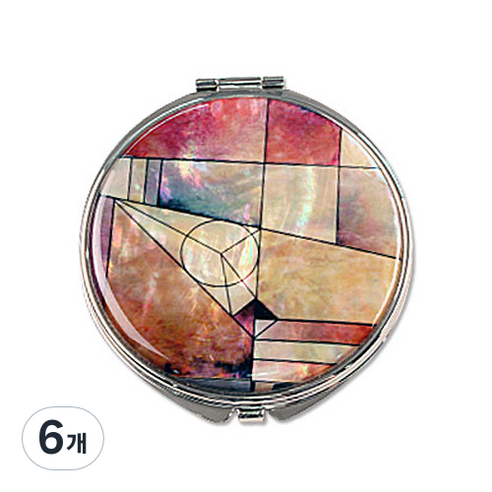 나전칠기 자개 원형 손거울, 조각보2, 6개