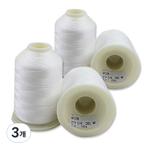 패션포인트 나일론사 재봉실 210D/6, 1024 화이트, 3개