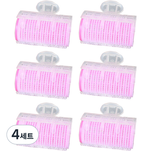 닐로 대형 헤어롤 6p + 집게 6p 세트, 핑크, 4세트