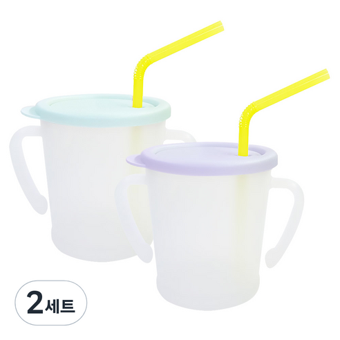 아가프라 뉴매직 빨대컵 300ml x 2종 세트, 2세트, 민트, 퍼플