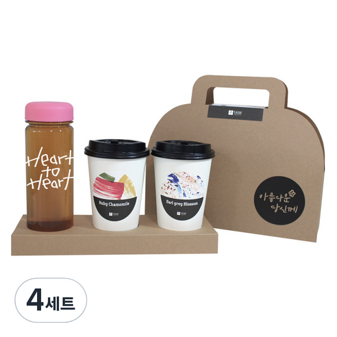 1AM 쥬뗌므 블랜딩 프리미엄 차세트 분홍뚜껑, 보틀 + 스티커 Heart to H + 루비 캐모마일 3p + 얼그레이 블라썸 3p + 크라프트 아름다운 당신께, 4세트