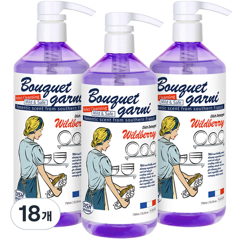 부케가르니 에코 1종 주방세제 와일드베리향, 750ml, 18개