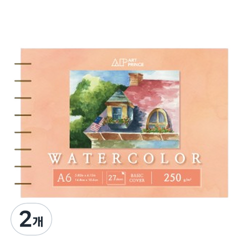 두성 아트프린스 워터컬러 수채화용 스프링 스케치북 250g W07, A6, 25매, 2개