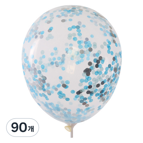 컨페티풍선 30cm, 원형 블루실버, 90개