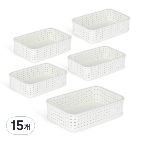 마이스타일 직T 라탄 바스켓 3호, 화이트, 15개