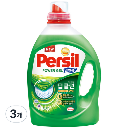퍼실 밀리언 파워 젤 일반용 액상세제 본품, 2.7L, 3개