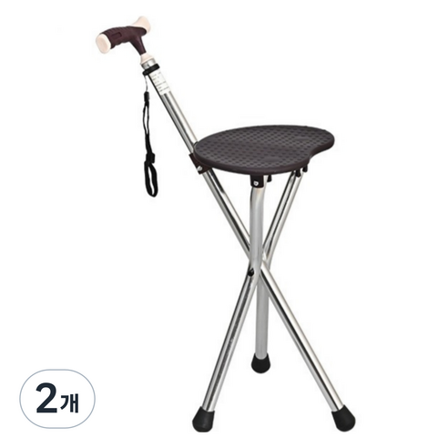 마샤투 높이조절 노인 중장년 지팡이 의자 77cm, 실버, 2개