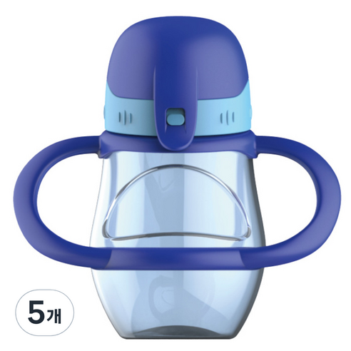 버즈 흘림방지 양손 빨대컵 300ml, 블루, 5개