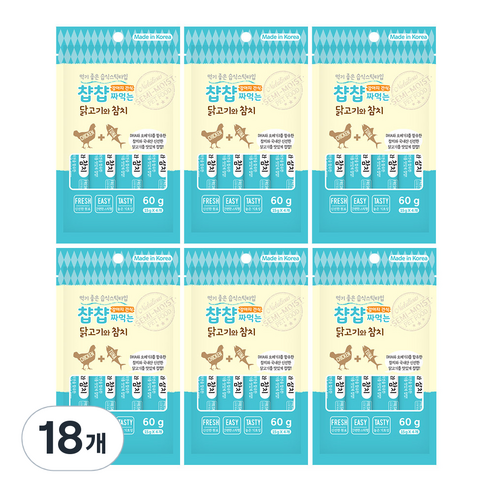 챱챱 짜먹는 닭고기와 참치 습식간식, 닭고기 + 참치 혼합맛, 15g, 18개
