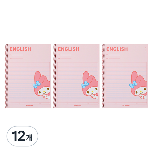 산리오 원링노트 영어 v1 마이멜로디, 핑크, 12개