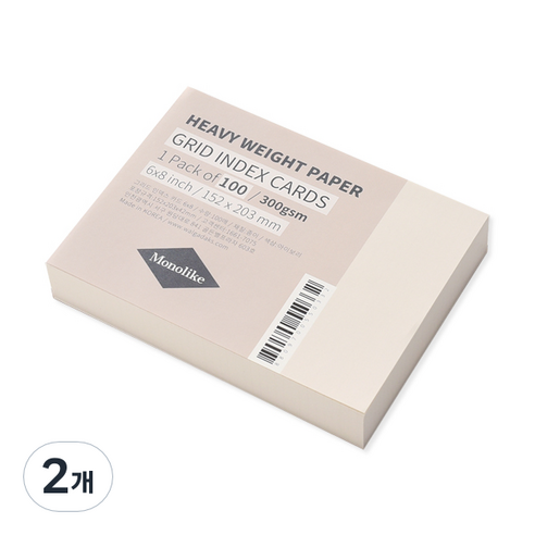왈가닥스 컬러 룰드 인덱스카드 152 x 203 mm 100매, 아이보리, 2개