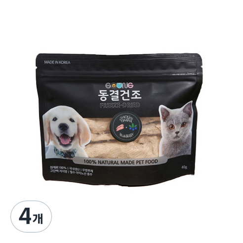 궁 반려동물 닭안심 동결건조 간식 40g, 블루베리맛, 4개