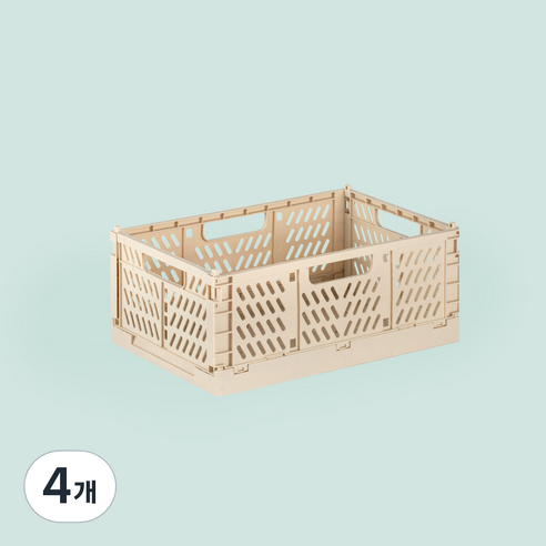 하우스레시피 다용도 폴딩 수납박스 M, 샌드, 4개