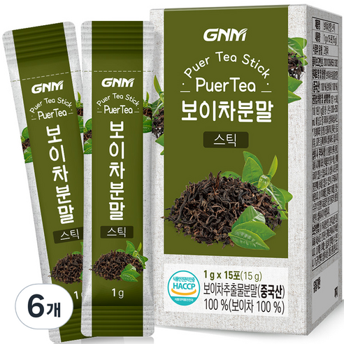 GNM자연의품격 운남성 보이차 분말 스틱, 15g, 6개
