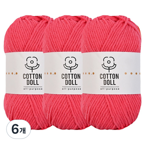 니뜨 코튼돌 뜨개실 50g, 6개, 16코랄