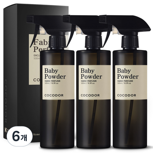 코코도르 섬유탈취제 베이비파우더, 500ml, 6개, 베이비 파우더
