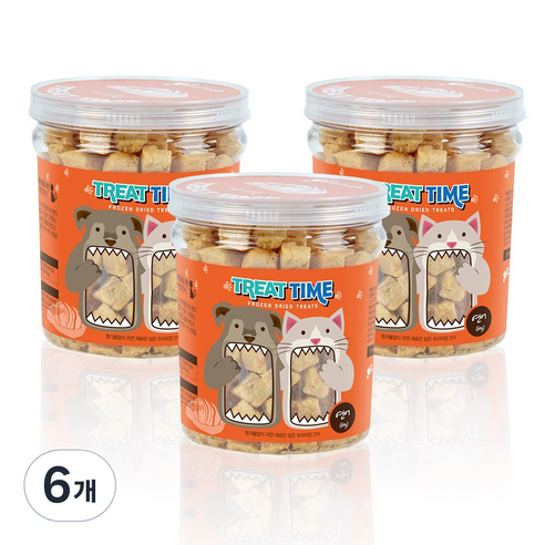 트릿타임 반려동물 동결건조 간식 60g, 6개, 연어맛