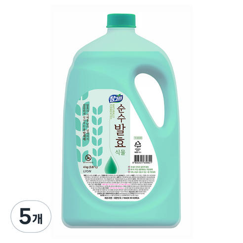 참그린 순수발효 식물 주방세제, 4kg, 5개
