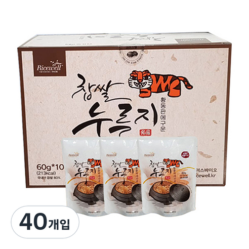 라이스웰 황동판에 구운 찹쌀누룽지, 60g, 40개