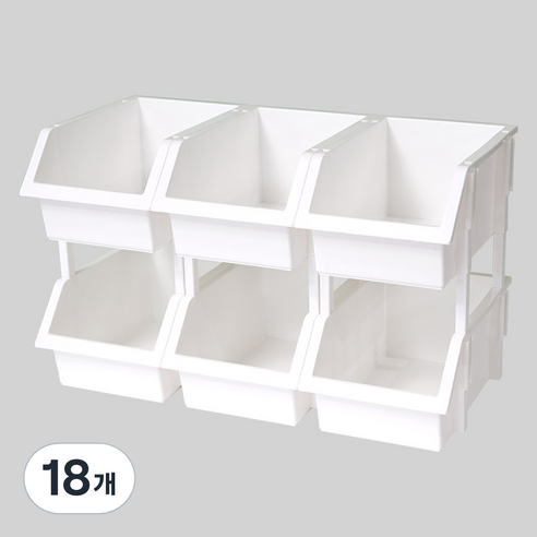 보노하우스 이유 적층형 다용도 정리함 15.5 x 23.5 x 11.2 cm, 화이트, 18개
