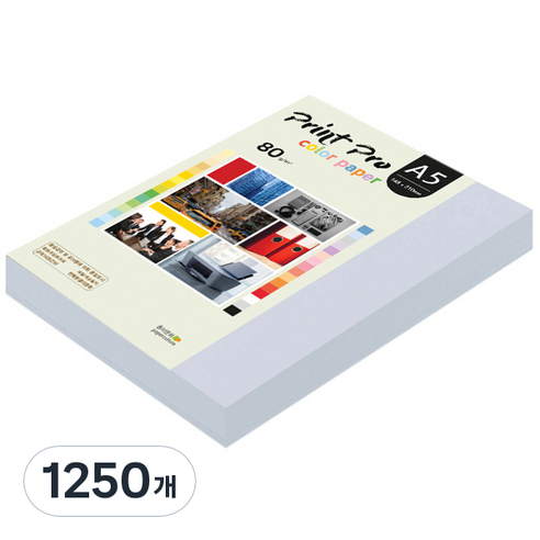 종이문화 프린트 프로 칼라 복사용지 No 19 미스티블루 80g, A5, 1250개