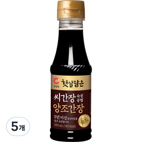 대상 청정원 씨간장 숙성 양조간장 골드, 200ml, 5개