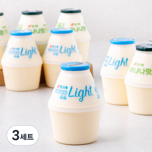 빙그레 바나나맛우유 240ml x 4개입 + 바나나맛 우유 라이트 240ml x 4개입 세트, 1.92L, 3세트