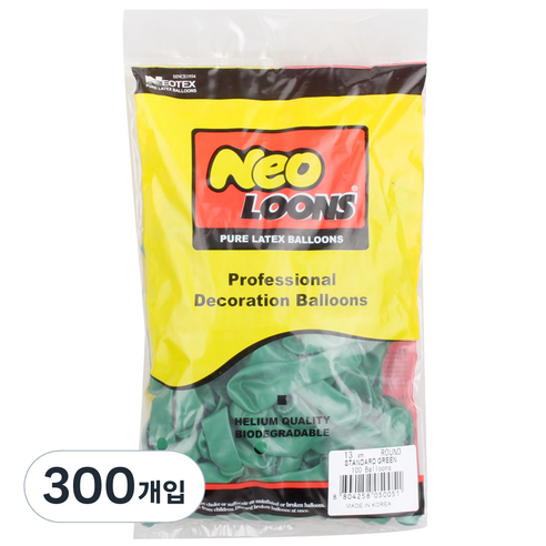 네오룬즈 13cm 라운드풍선, 스탠다드 그린, 300개
