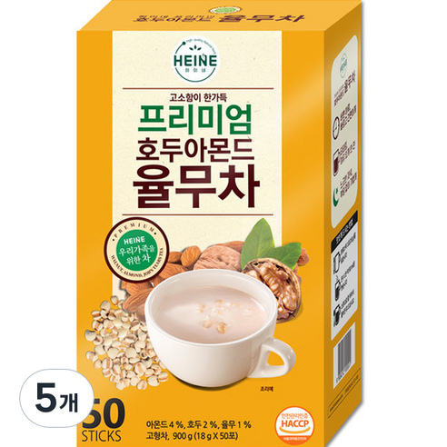다농원 하이네 프리미엄 호두아몬드 율무차, 18g, 50개입, 5개