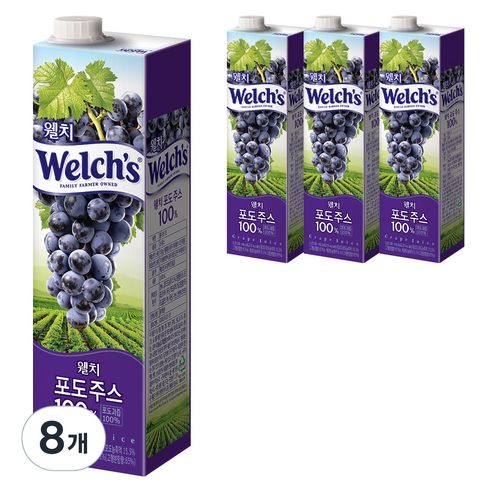 웰치스 웰치 포도주스, 8개, 1L