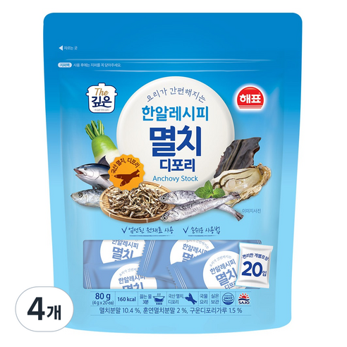 해표 한알 레시피 멸치 디포리 20p, 80g, 4개