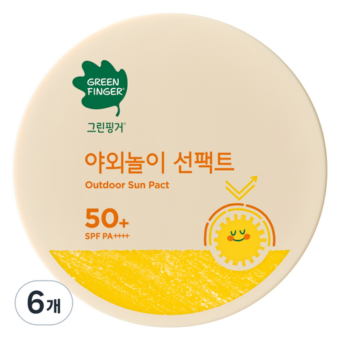그린핑거 유아용 저자극 무기자차 야외놀이 선팩트 SPF50+ PA++++, 16g, 6개