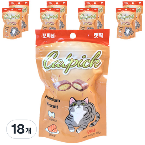 모찌네 고양이 프리미엄 캣픽 비스켓 연어 85g, 연어맛, 18개