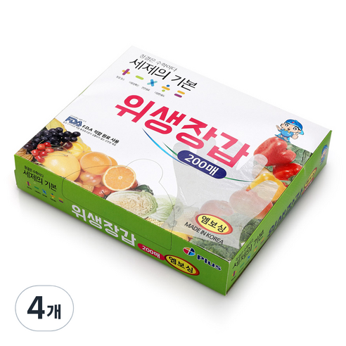 세제의기본 아피스 위생장갑 200매 1개 1개 200매, 4개