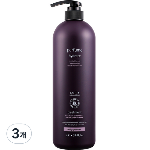 아브카 퍼퓸 대용량 트리트먼트 베이비파우더향, 1000ml, 3개
