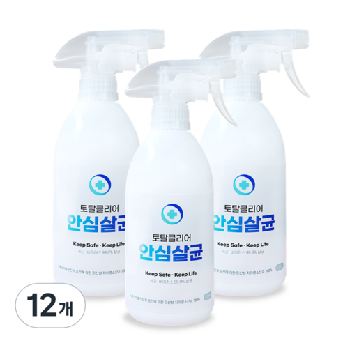 토탈클리어 안심살균 소독제 스프레이, 500ml, 12개