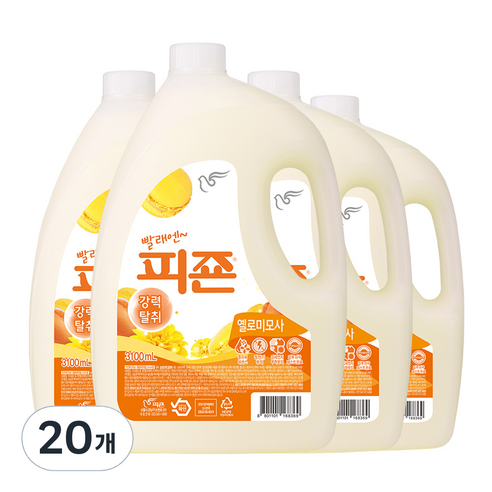 피죤 레귤러 섬유유연제 옐로미모사 본품, 3100ml, 20개