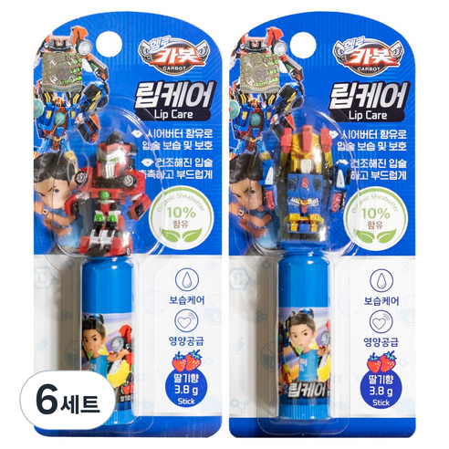 헬로카봇 오가닉 립케어 2.4g x 2종 세트, 딸기향, 6세트