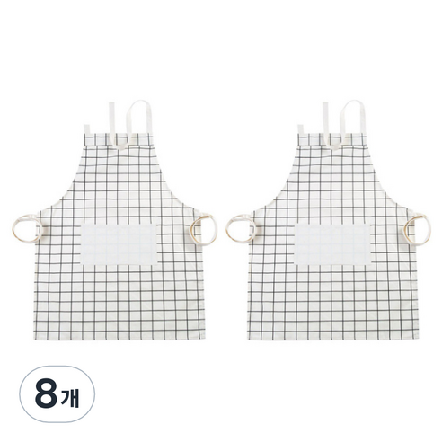 젊은이마켓 모던 체크 앞치마, 화이트, 8개