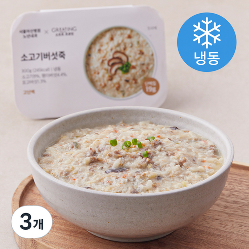 그리팅 소프트 프로틴 소고기 버섯죽 (냉동), 300g, 3개