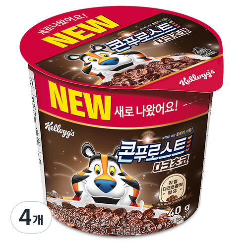 콘푸로스트 다크초코 컵 시리얼, 40g, 4개